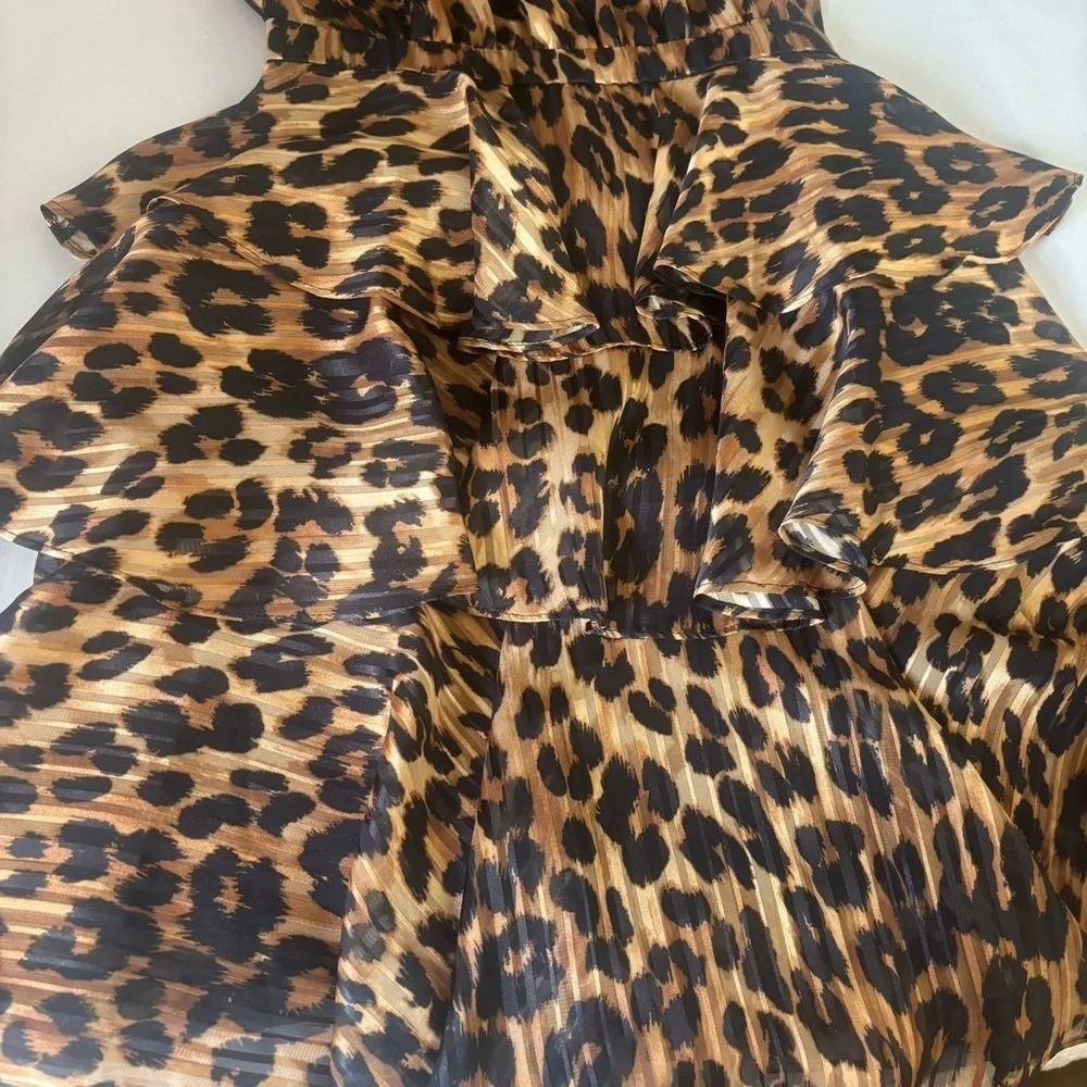 Milly Minis Leopard Print Tiered Ruffle Dress Girls Size 7/8